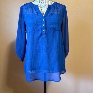 Express Royal Blue Sheer Blouse